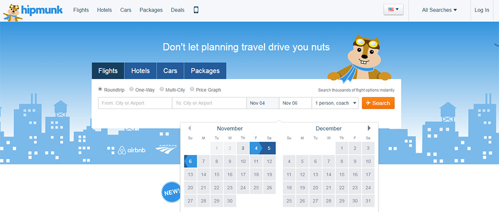 hipmunk calendar input