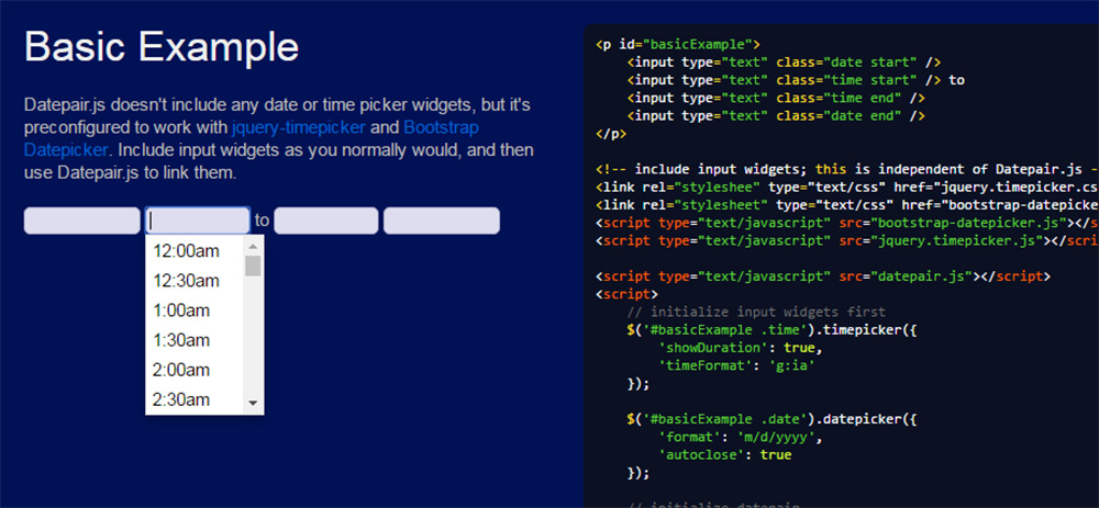 datepair js plugin