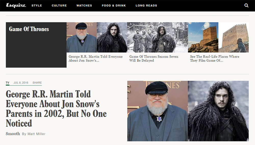 esquire magazine homepage design