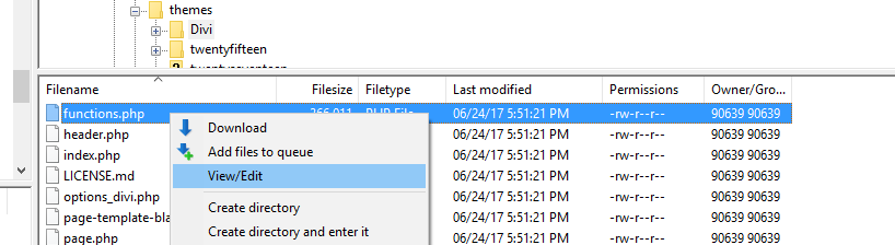 編輯你的functions.php文件。